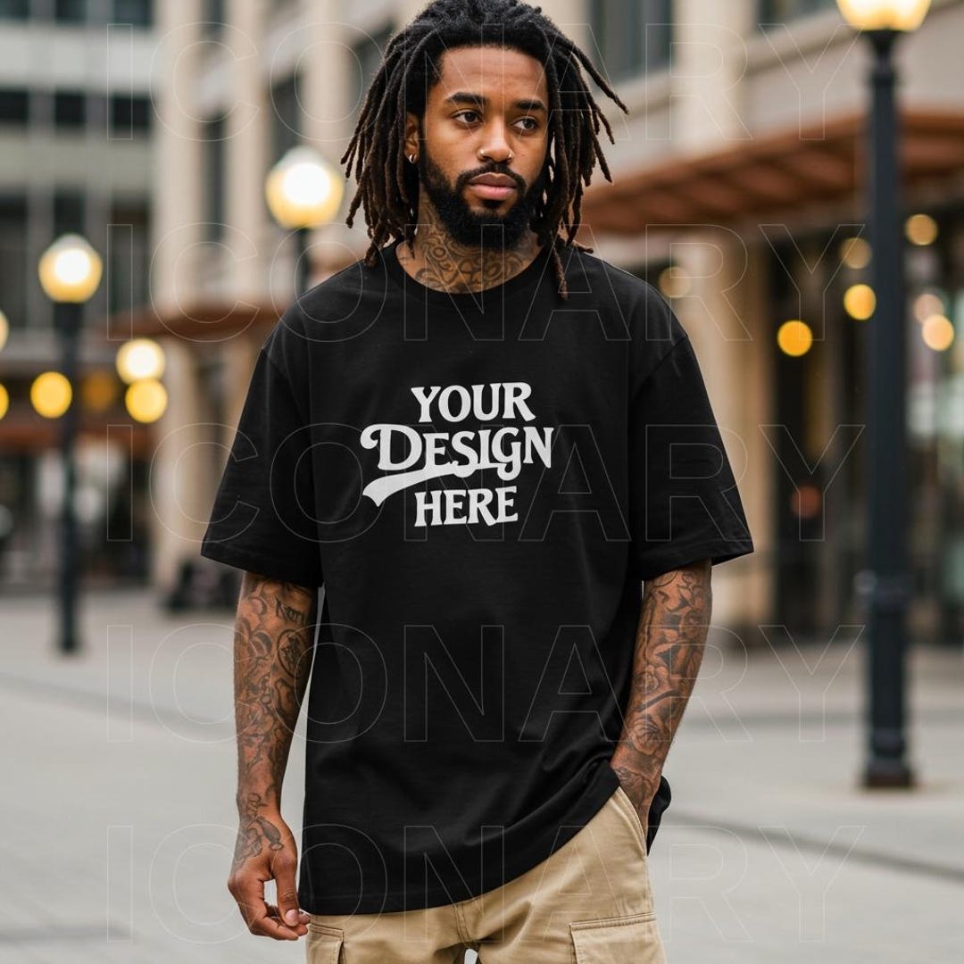 Comfort Colors C1717 Man Model Mockup Black Color, Comfort Colors