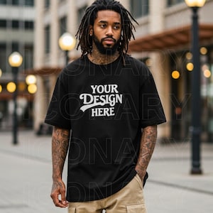 Comfort Colors C1717 Man Model Mockup Black Color, Comfort Colors