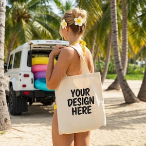 トートバッグ モックアップ、キャンバス トートバッグ モックアップ、夏のビーチ ボヘミアン 女性 モックアップ、ビーチバッグ モックアップ、トートバッグ モック、ボヘミアン トートバッグ デザイナー