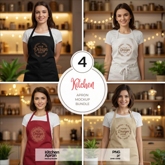 Woman Apron Mockups, Women Apron Mockup PNG Bundle, Apron Template, Black Apron Mockup, White Apron Mockup, Kitchen Apron Mockup