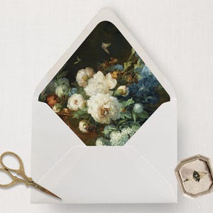 Moody Bouquet Envelope Liner Template, Instant Download Printable Liner A7, Printable Envelope Liner 4Bar, Vintage Art Envelope Liner Floral