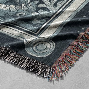 100% Cotton Shark Woven Blanket, Ocean Gothic Tapestry, Cozy Home Decor, Vintage Sea Life Throw, Marine Lover Gift, Nautical Aesthetic image 4