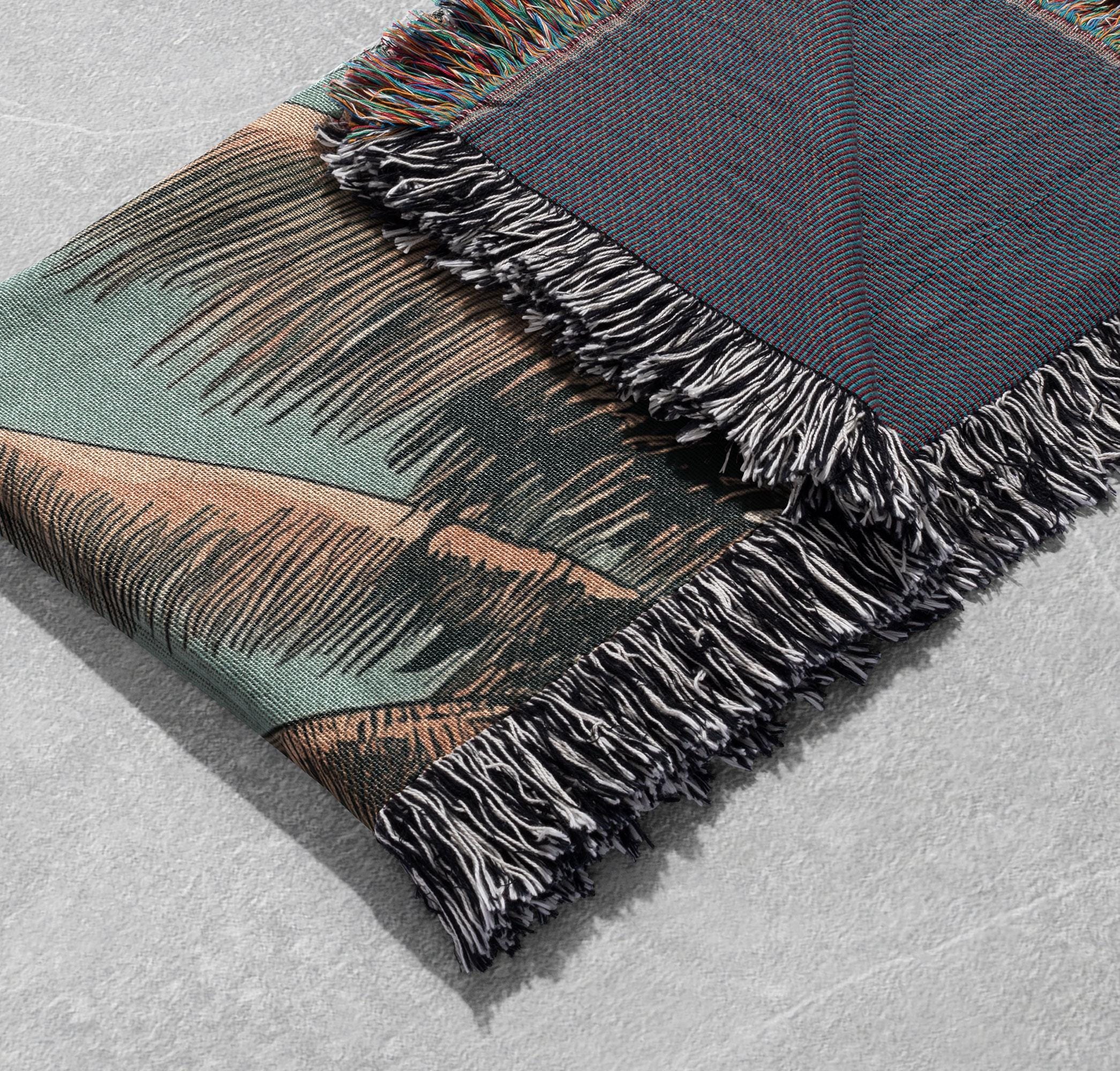 Tropical Beach Woven Blanket – 100% Cotton Coastal Throw With Palm