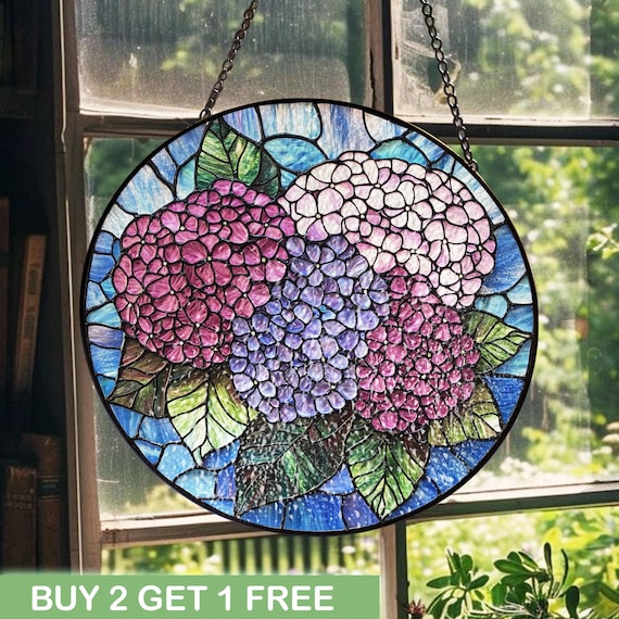 Stained glass ステンド グラス あじさい 簡単 ステンドグラス 紫陽花
