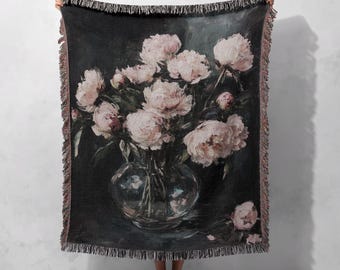Handgewebte Decke aus 100% Baumwolle - ein Vintage-Wandteppich im Cottagecore-Stil