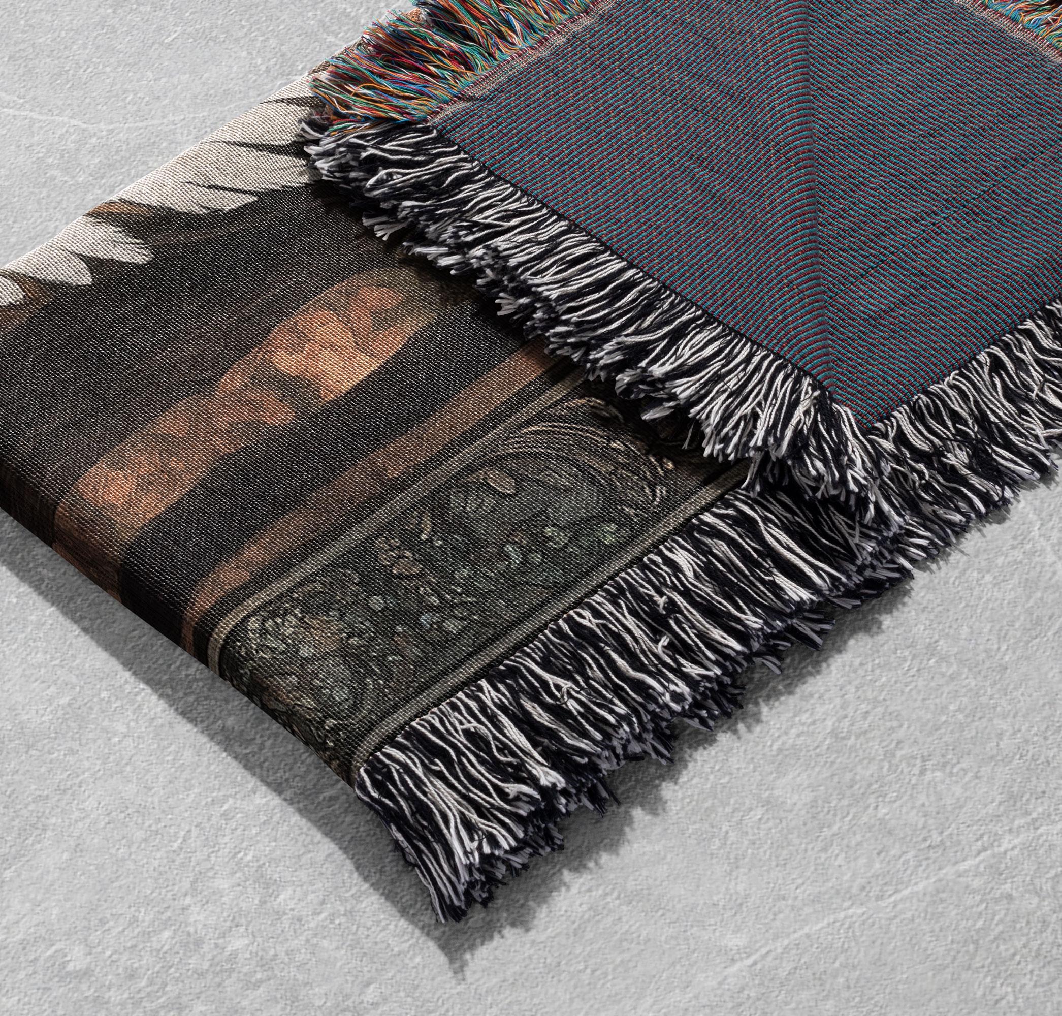 Guardian Angel Woven Blanket 100% Cotton - Wolves and Angelic Art 
