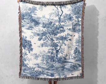 Französische Landhausdecke 100% Baumwolle, Vintage Kunstliebhaber Geschenk gewebter Überwurf, Cottagecore Hobby Dekor Wandteppich, Neues Zuhause Geschenk Paar