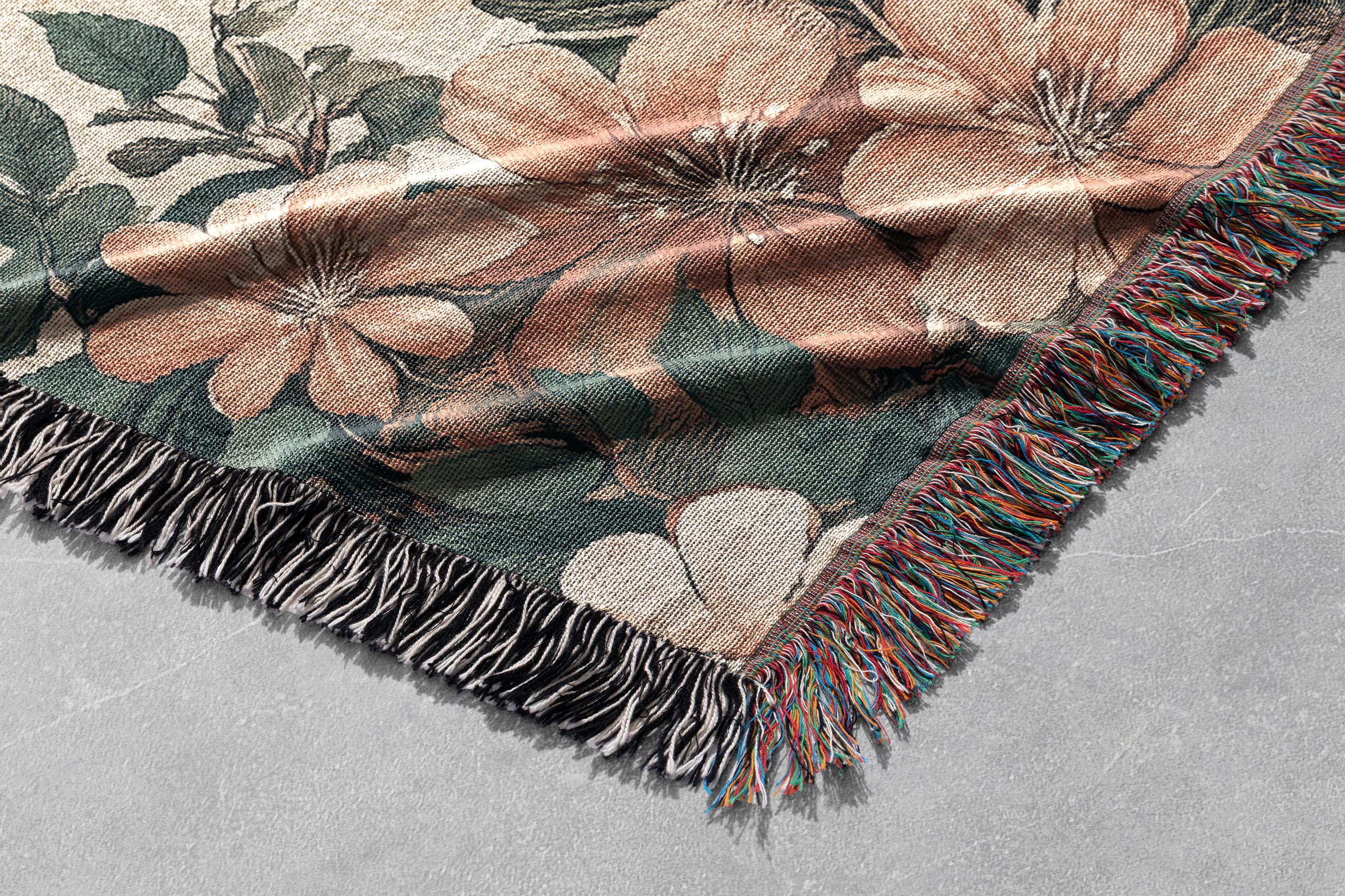 Tropical Beach Woven Blanket – 100% Cotton Coastal Throw With Palm