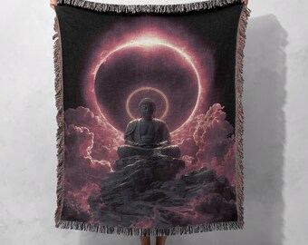 Buddha Meditation Woven Blanket 100% Cotton, Zen Spiritual Woven Blanket, Religion Mindfulness Woven Blanket, Yoga Relaxation Woven Blanket.