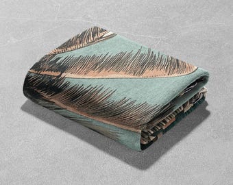 Tropical Beach Woven Blanket – 100% Cotton Coastal Throw With Palm