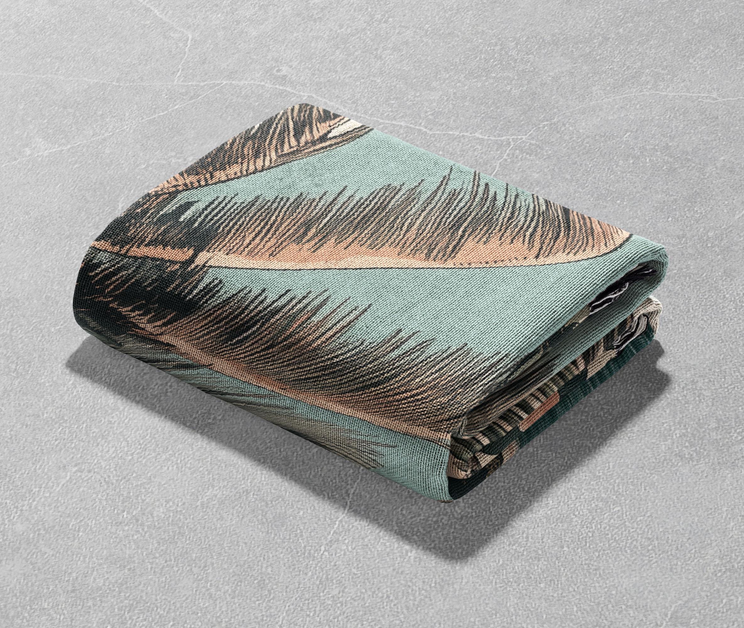 Tropical Beach Woven Blanket – 100% Cotton Coastal Throw With Palm