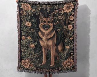 100% Cotton German Shepherd Woven Blanket – Dog Lovers Cozy Throw