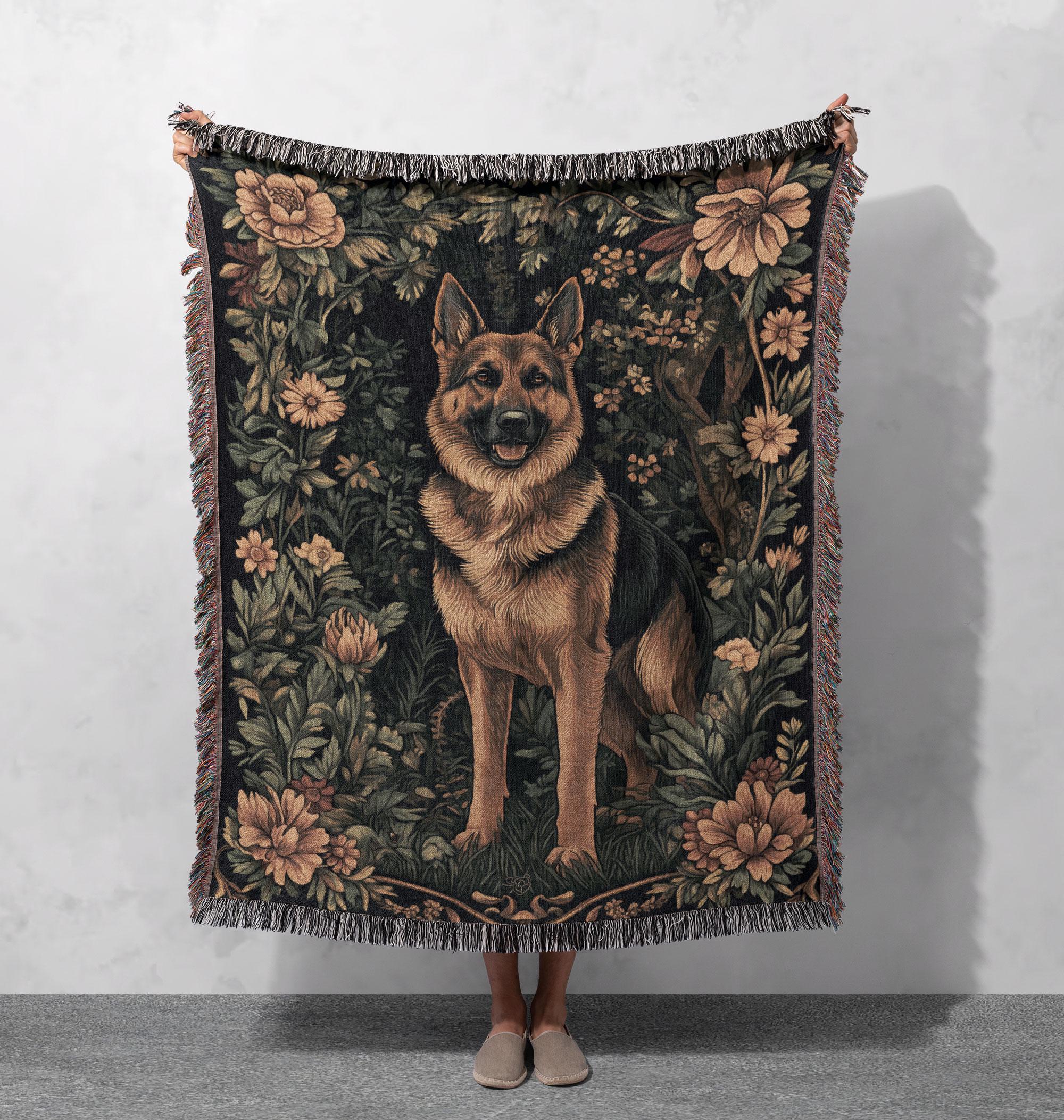 100% Cotton German Shepherd Woven Blanket – Dog Lovers Cozy Throw