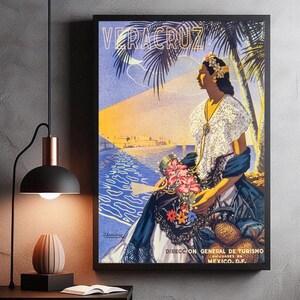Vintage Vera Cruz Mexico Tourism Poster - Wall Art for Home Decor