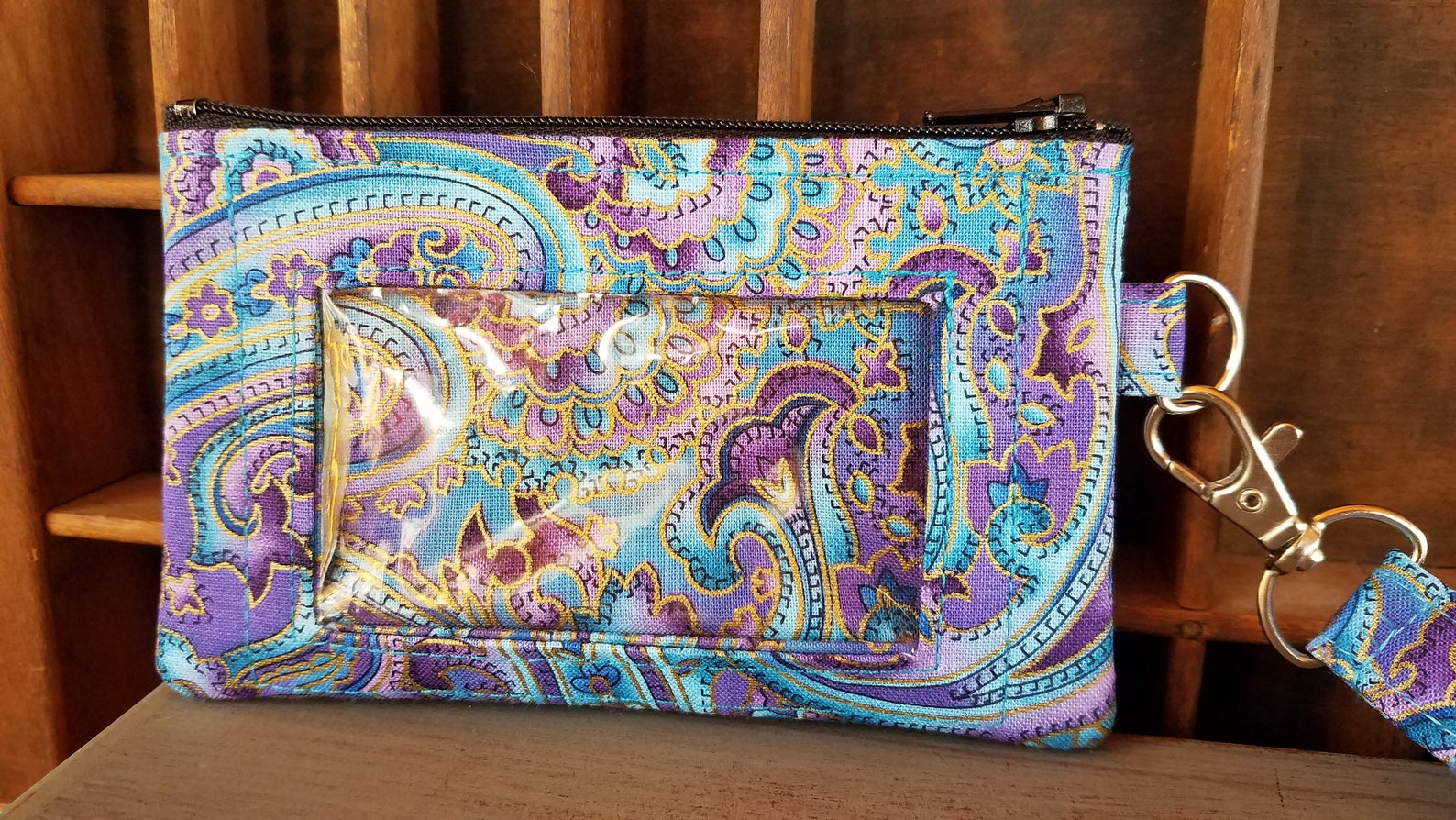 Zipper pouch ID holder zip wallet keychain clear window pocket | Etsy
