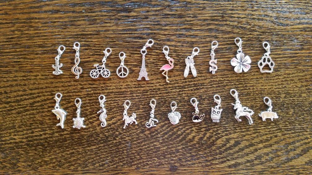 Zipper Pull Charm lobster clasp clip on dangle bling