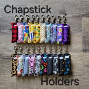 Fabric Chapstick Lip Balm Holder, Clip On Keychain, Handmade Cozy