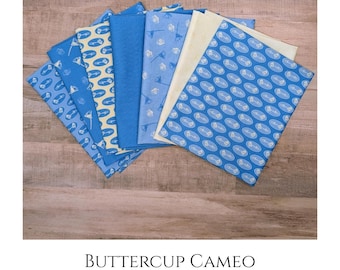 Fabric: Buttercups, French Blue, Wildflowers, Ivory, Botanical Designs, Cotton, Eco-friendly