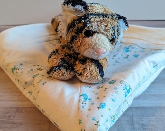Handmade Floral Doll Quilt: Turquoise Patchwork Blanket, 18-inch Doll