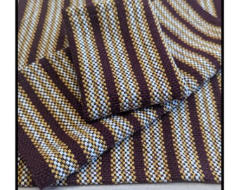 Handwoven Cotton Dishcloth, Dishtowel: Wine, Gold, Ivory Stripe, Kitchen Linens