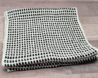 Handwoven Black and White Coasters: Neutral Cotton Linen Set of 4