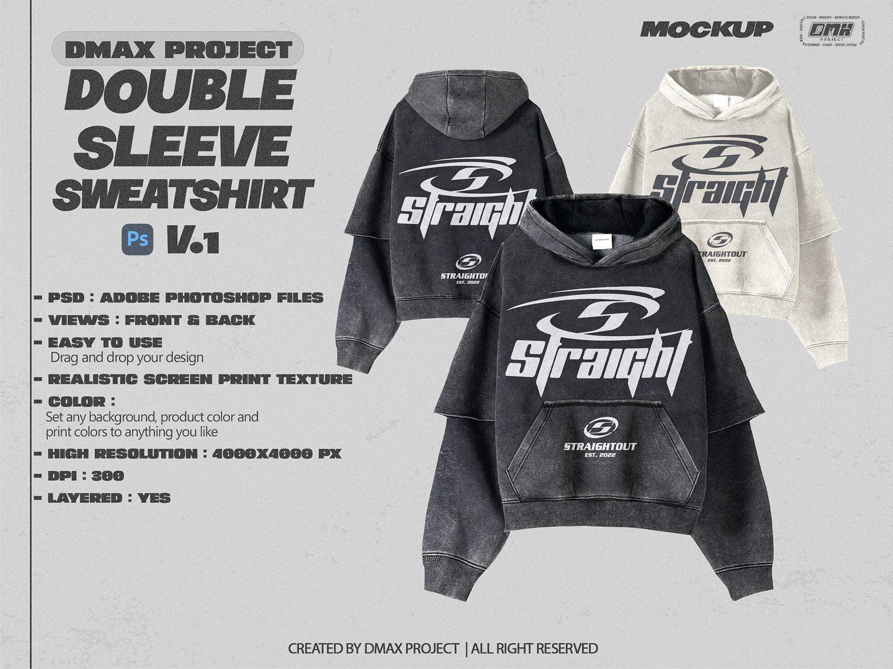 【Raucohouse】Double layered sleeve over hoodie Raucohouse】Double layered sleeve over hoodie