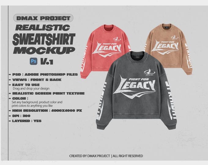 Realistic Sweatshirt Mockup PSD - Editable Crewneck Template | DMAX Project