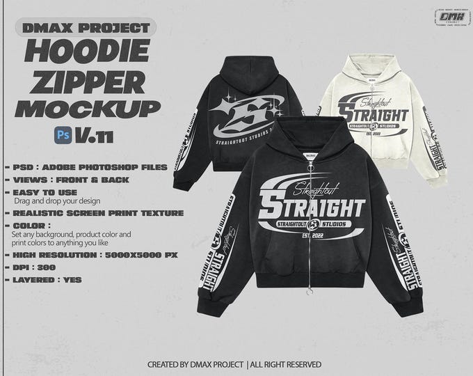 HOODIE ZIPPER Mockup v.11 - realistic mockup by dmax project - photoshop files