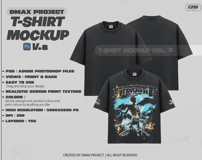 MOCKUP - T-SHIRT MOCKUP v.8 - Realistic Fabric Texture
