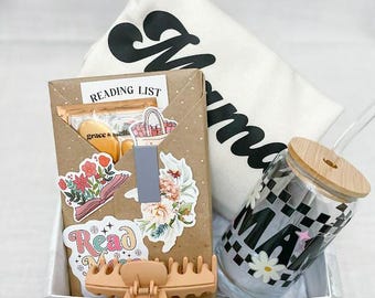 Retro Mama Gift Box: Checkered Glass Can, Book Blind Date, Hair Claw