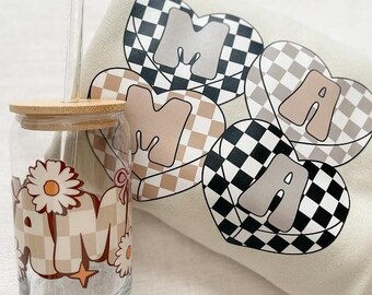 Checkered Heart Mama Sweatshirt Bundle: Retro Mom Gift
