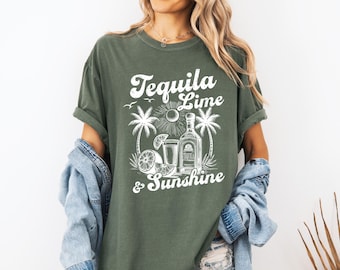 Tequila Lime & Sunshine Shirt, Summer Vibes Graphic Tee