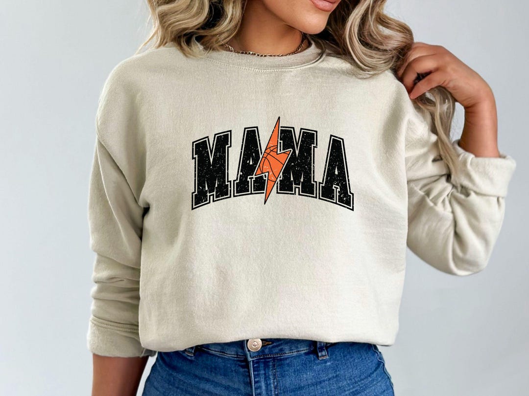 Basketball Mama Sweatshirt: Game Day Retro Lightning Bolt Pullover