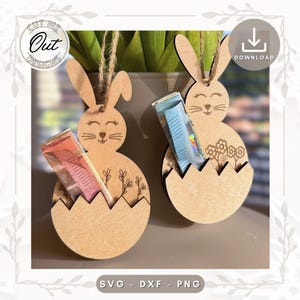 Archivo láser Huevo de Pascua Conejo de Pascua Regalo de dinero SVG DXF Regalo por dinero Regalo de Pascua Colgante de Feliz Pascua Descarga digital cortada con láser