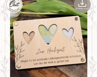 Laser File Money Gift For Wedding SVG DXF Gift for Money Voucher Wedding Gift Birthday Birth Laser Cut Digital Download