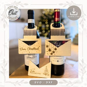 Laser File Bottle Pendant Christmas SVG EPS Bottleneck Pendant Cash Gift Gift Vouchers Laser Cut Digital Download