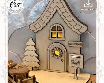 Laser file gnome house Christmas SVG EPS gnome door with lighting gnome time Christmas gnome Laser Cut Digital Download