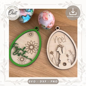 Laserdatei Osterei Kindername Ostern SVG DXF Geschenk für Geld Frohe Ostern Deko Anhänger Geschenkidee Laser Cut Digitaler Download