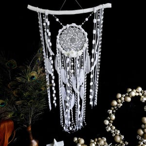 White Dreamcatcher - Newborn Baby Gift for Nursery, Faux Flowers & White Ribbons – The Perfect Rustic Christmas Gift for Mom, Gift for Girls
