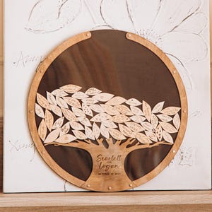 Decorazioni per matrimoni uniche, alternativa al libro degli ospiti con albero nuziale, cornice per libro degli ospiti con cartello in legno personalizzato per la famiglia, decorazione in legno per feste