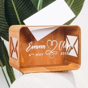 Boîte pour cartes de mariage, décoration de fiançailles, boîte à souvenirs personnalisée, boîte en bois pour cadeaux, boîte en acrylique pour mariage, décoration bohème rustique, tirelire