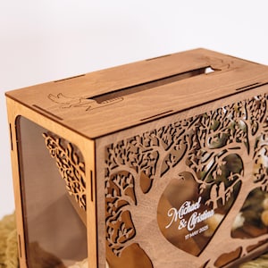 Gästebuch und Kartenbox Herzstück des Dekors, Hochzeitsgästebuch-Ideen und Holzkartenbox für Geld, Holzdekor, Babyparty-Gästebuch