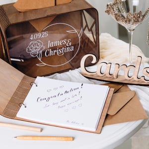 Gastgeschenke, personalisierte Hochzeitskartenbox mit Schlitz, ein Geschenk für Brautpaar, minimalistisches Gästebuch und Kartenbox für Ihre Party, Schild