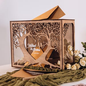 Gastenboek en kaartendoos voor bruiloft houten decor, bruiloft spaarpot, drop box gastenboek, verjaardagsfeestje gastenboek, houten pennen, cadeau
