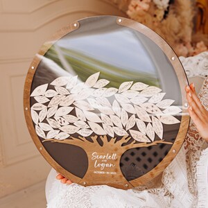 Personalized Wooden Family Tree Wedding Guest Book: Boho Tree of Life Decor