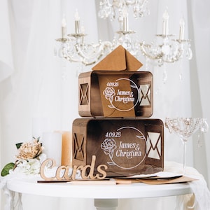 Einzigartige moderne Acryl Box für Grußkarten, kundenspezifische Hochzeit Acrylglas Geschenkkartenbox mit Schlitz, rustikales Dekor, personalisiertes Hochzeitsgeschenk