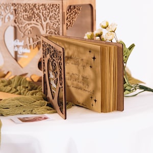 Arbre livre d'or de mariage fait main et boîte pour cartes, boîte pour cartes rustique, chant de mariage personnalisé, livre d'or Polaroid Woonen, boîte pour cartes personnalisée