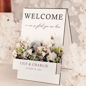 Personalized Wedding Welcome Sign with Rustic Floral Box