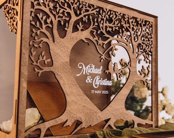 Custom Wedding Card Box & Guest Book Tree Set: Rustic Keepsake