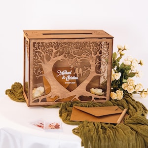 Hochzeitsgeschenk Kartenbox und Polaroid-Gästebuch, personalisiertes rustikales Dekor, Hochzeits-Gästebuch aus Holz und Acryl, Boho-Dekor-Idee für Hochzeiten